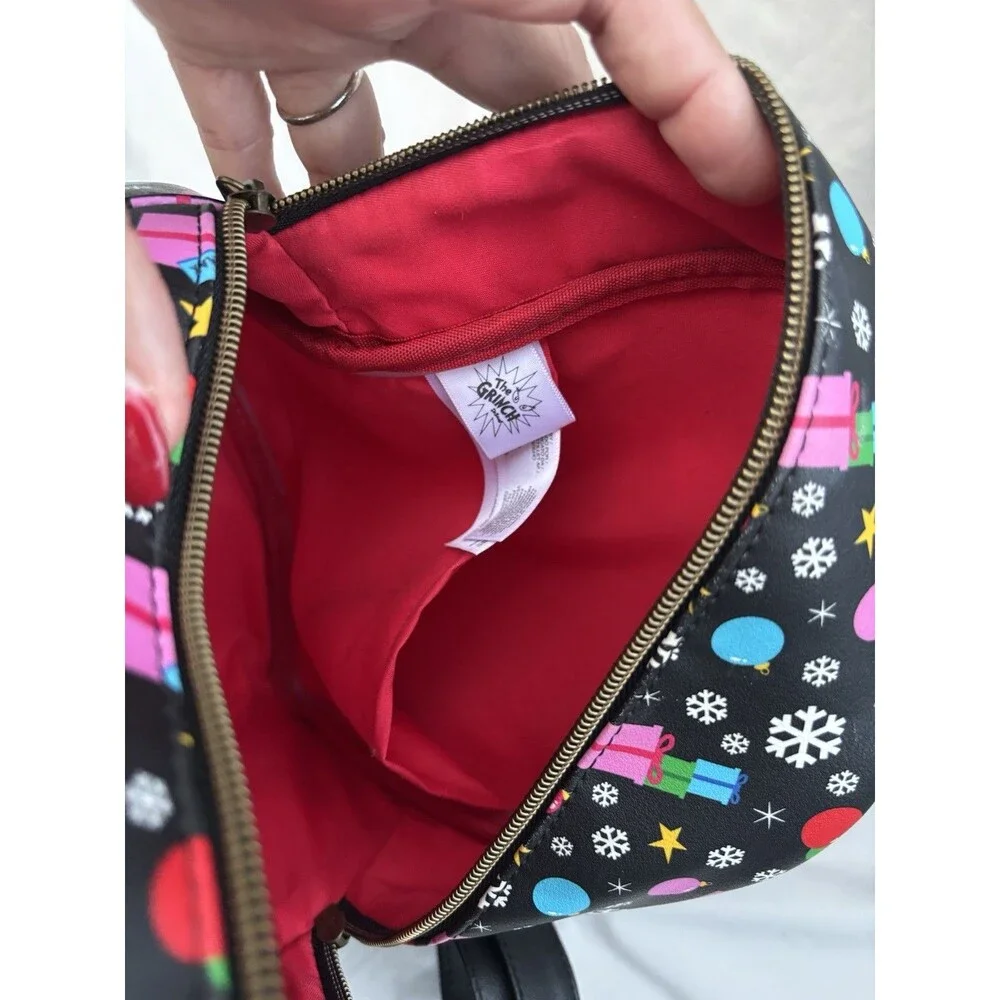 Loungefly Dr. Seuss Grinch Mini Backpack Holiday Christmas Zip Black/Multicolor